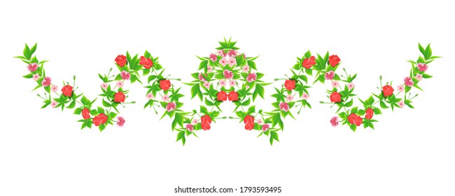 Beautiful leaves and flowers. Vector illustration