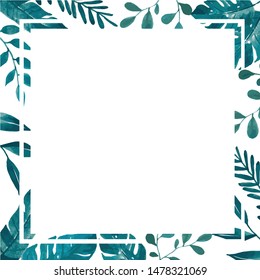 beautiful leaves illustration wreath with green flowers and leaves for wedding stationary. greetings and backgrounds