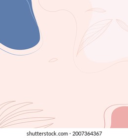 Beautiful leaves on pastel background. Hand drawn leaves.