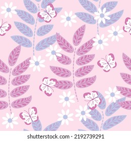 Beautiful leaves pattern decoration pink background. Pattern Botanical motif decoration ornament, pink pastel nature leaf, blade, foliage, leaflet, needle vector design. ornament for wallpaper, wrap.