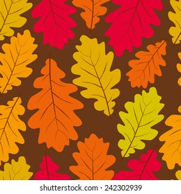 Beautiful leaves seamless pattern, vector natural endless background, autumn background.