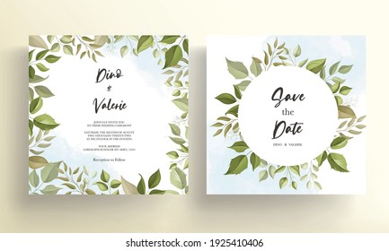 Beautiful leaves wedding invitation card template