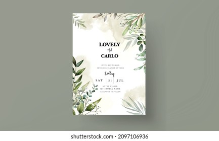 Beautiful leaves wedding invitation card template