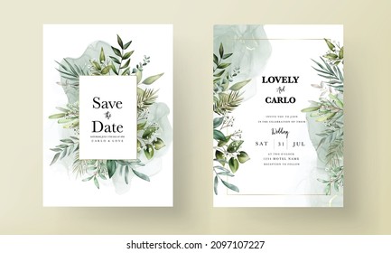 Beautiful leaves wedding invitation card template