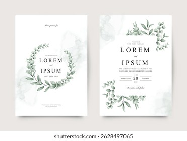 Beautiful leaves wedding invitation card template