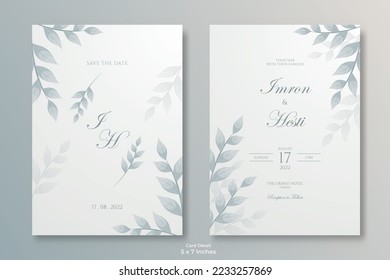 beautiful leaves wedding invitation template premium vector