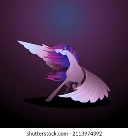 Beautiful Legend Pegasus Winged Horse Run Dancing Wings Mythology Creature Cartoon