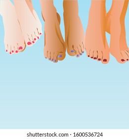 Beautiful legs after the salon with a bright pedicure