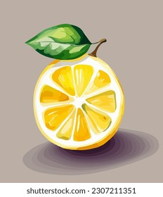 Beautiful lemon fruit, watercolor dye painting, vector EPS 10 illustration