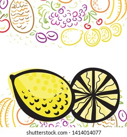 Beautiful lemon and pattern background. Vector illustration