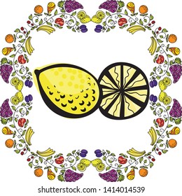 Beautiful lemon and pattern background. Vector illustration