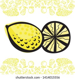 Beautiful lemon and pattern background. Vector illustration