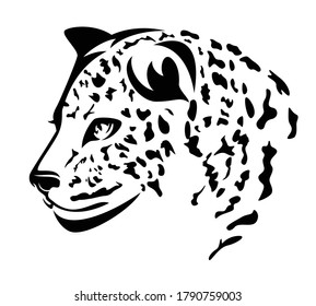 hermoso retrato de cabeza leopardo - diseño de contorno de vector blanco y negro de gato salvaje