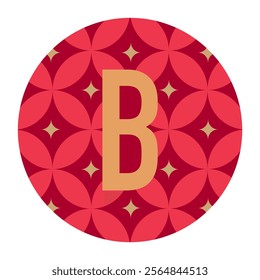 Beautiful letter B within a floral-patterned green circle, accented with gold highlights. A modern and balanced design suitable for various design and branding applications.