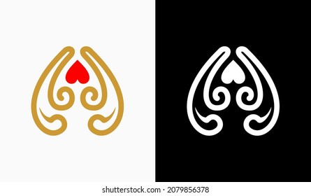 Una bonita letra Un monograma infinito de un estilo muy lujoso y elegante. letra de forma de corazón con una plantilla de logotipo. Elegante logo vectorial abstracto para marcas de alta gama.