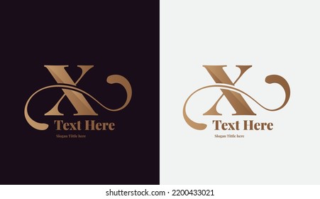 Beautiful letter logo X luxury business signs logo identity spa hotel hotel badge elements simple