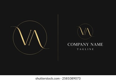 Beautiful letter VA monogram in incredibly luxury and classy style, elegant circular letter VA logo template for a high-end brand personality

