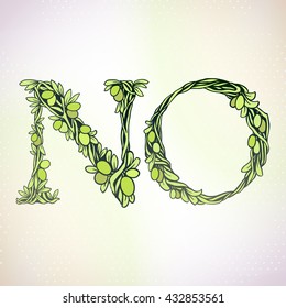 Beautiful letter. Weave olive tree branch with fruits and leaves - Floral alphabet - letters set - vector illustration. Letters N and O