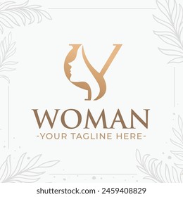 Beautiful letter Y monogram logo with woman silhouette