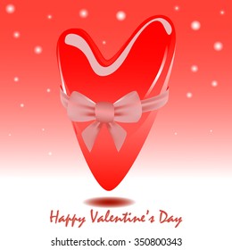 Beautiful lettering calligraphy white text with a shadow. Calligraphy inscription Happy Valentine's Day hearts boke blurred on a red pink background. Vector illustration EPS 10 - stock vector
