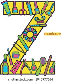 Beautiful letters of the English alphabet for the design of posters, stands, holidays, and for a beauty salon.