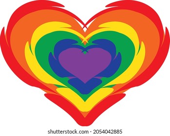 beautiful LGBTQIA+ colorful veneer heart