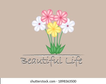 Beautiful life floral card, vector illustration