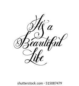 Beautiful Life Positive Hand Lettering Typography Stock Vector (Royalty ...