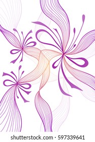 Beautiful light abstract background with lace flowers bows lilac on white for wallpaper or for  decoration package perfumer textile clothes or for screen on mobile telephone tablet or for banners