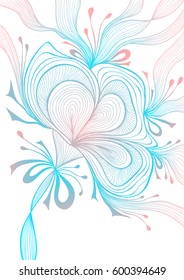 Beautiful light abstract background with lace flower bows blue pink on white for wallpaper or  decoration package perfumer textile clothes or for screen on mobile telephone tablet 
