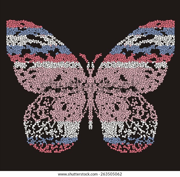  Beautiful, light, airy butterfly mosaic. Fashionable ornamental pattern for decoration, scrapbooking - stock vector.