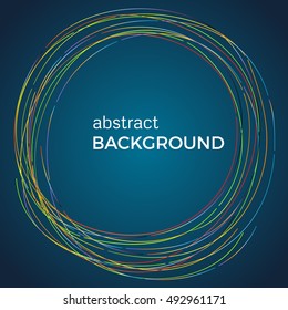 Beautiful light circles on a blue background. Abstract flash light circles. Vector technology background.

