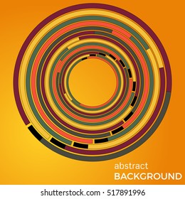 Beautiful light circles on a yellow background. Abstract flash light circles. Vector technology background.
