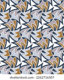 Beautiful light motley seamless pattern. Overlapping art forms, stripes, polygons, segments are grouped and arranged in a certain order. Vector. 