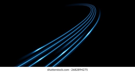 Hermoso fondo de línea de velocidad de luz sobre fondo negro Ilustración vectorial de diseño abstracto