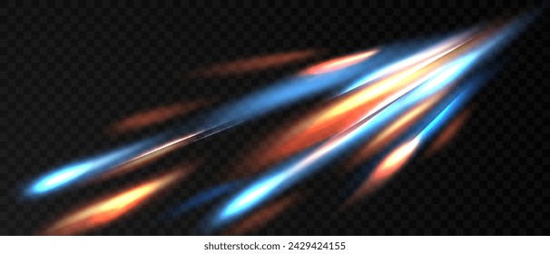 Hermoso diseño de líneas de velocidad de luz sobre fondo negro. Ilustración de vector