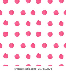 Beautiful light spring background seamless pattern with pink flying petals of rose. Floral romantic white wallpaper. Vector illustration