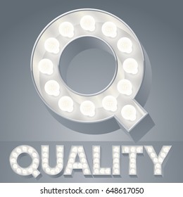 Beautiful light up vector alphabet. Letter Q