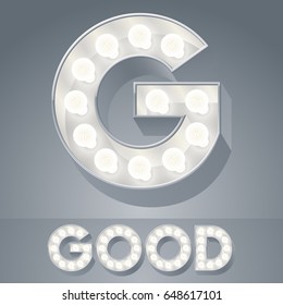 Beautiful light up vector alphabet. Letter G