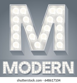 Beautiful light up vector alphabet. Letter M