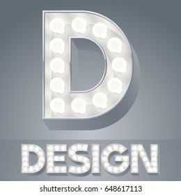 Beautiful light up vector alphabet. Letter D