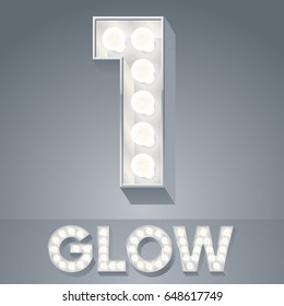 Beautiful light up vector alphabet. Number 1