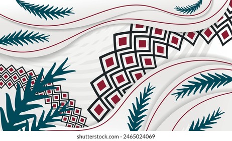 Beautiful light wallpaper with elements of Ukrainian embroidery. A beautiful illustration for interior decoration, corporate designs, blogs, postcards, posters and your other projects. Vector. 