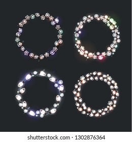 Beautiful Lights, Wreath Design Elements. Christmas and New Year Garland Background. Christmas Lights Vector illustration. Glowing lights for design of Xmas greeting cards