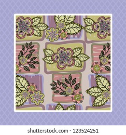 beautiful lilac background with flowers in a square frame