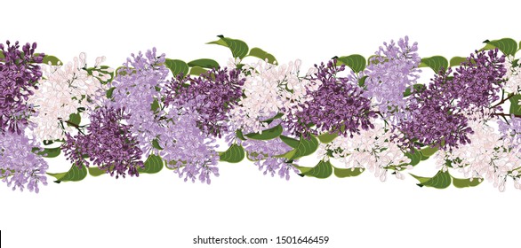 Beautiful lilac branch on pattern. 