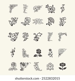 Beautiful lily and abstract flowers, modern style, flower vector, clipart design