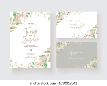 Beautiful lily flower wedding invitation card