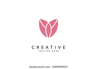 Beautiful lily logo design vector illustration.
