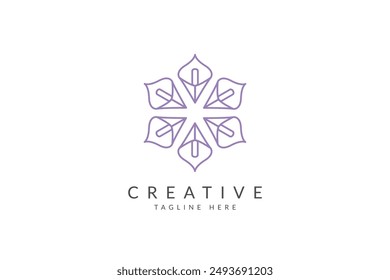 Beautiful lily logo vector icon illustration. Lotus logo 